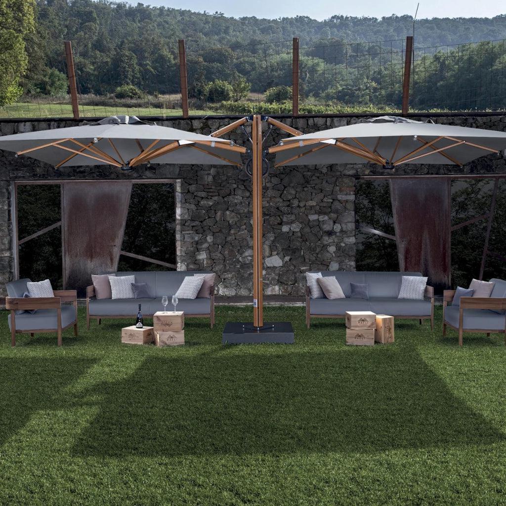 Parasoll Astro Dual T | m/sidearm-Parasoller-Scolaro-3x6-Natur-Timber-Kvalitetstid AS