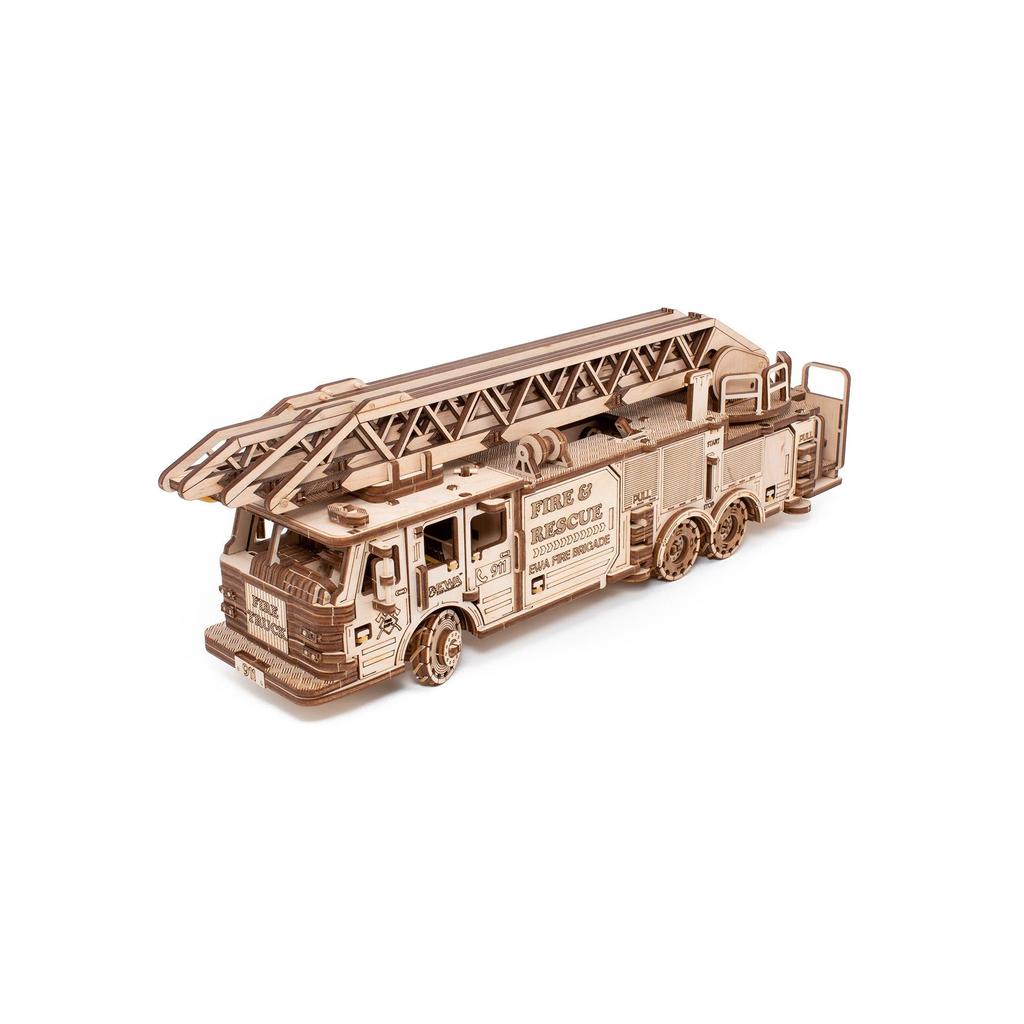 Brannbil | Fire Truck-Byggesett - mekaniske-Eco-Wood-Art-Kvalitetstid AS