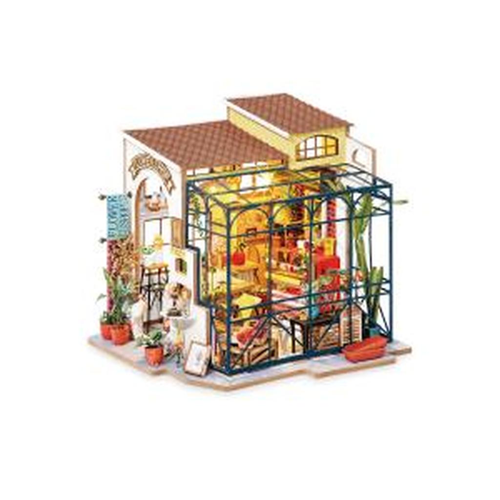 Modellhus Emily's Flower Shop 1:18 Med 206 Deler Og 10 Timer Bygging For Hobbybyggere Robotime-Robotime-Kvalitetstid AS