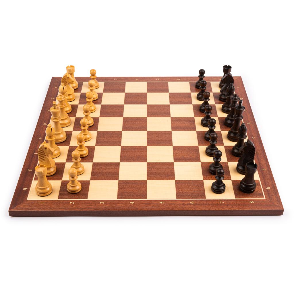 Sjakksett | Mahogni Standard | 50x50 cm | m/notasjon-Sjakk-Ferrer-Kvalitetstid AS