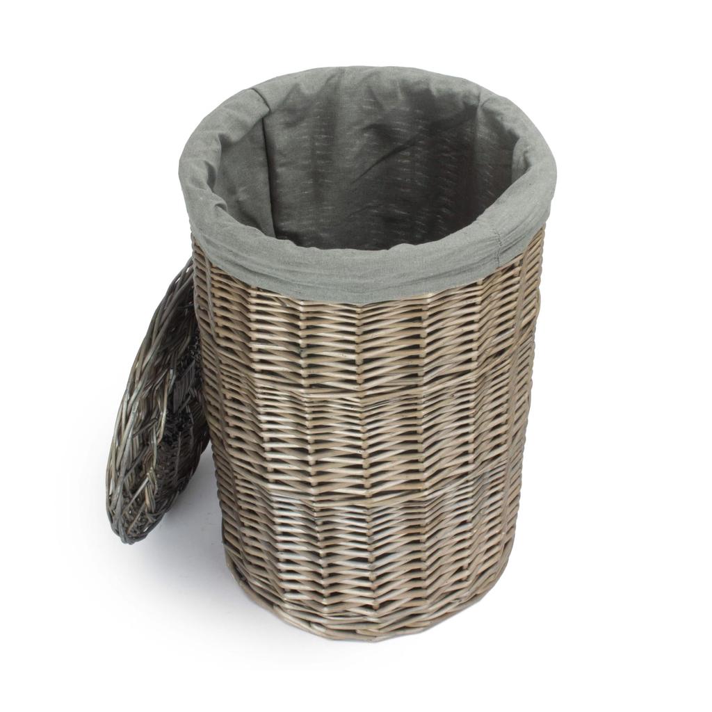 Skittentøyskurv | Rund m/grågrønt salvie innerfôr | Antique Wash | Liten-Willow Direct-Kvalitetstid AS
