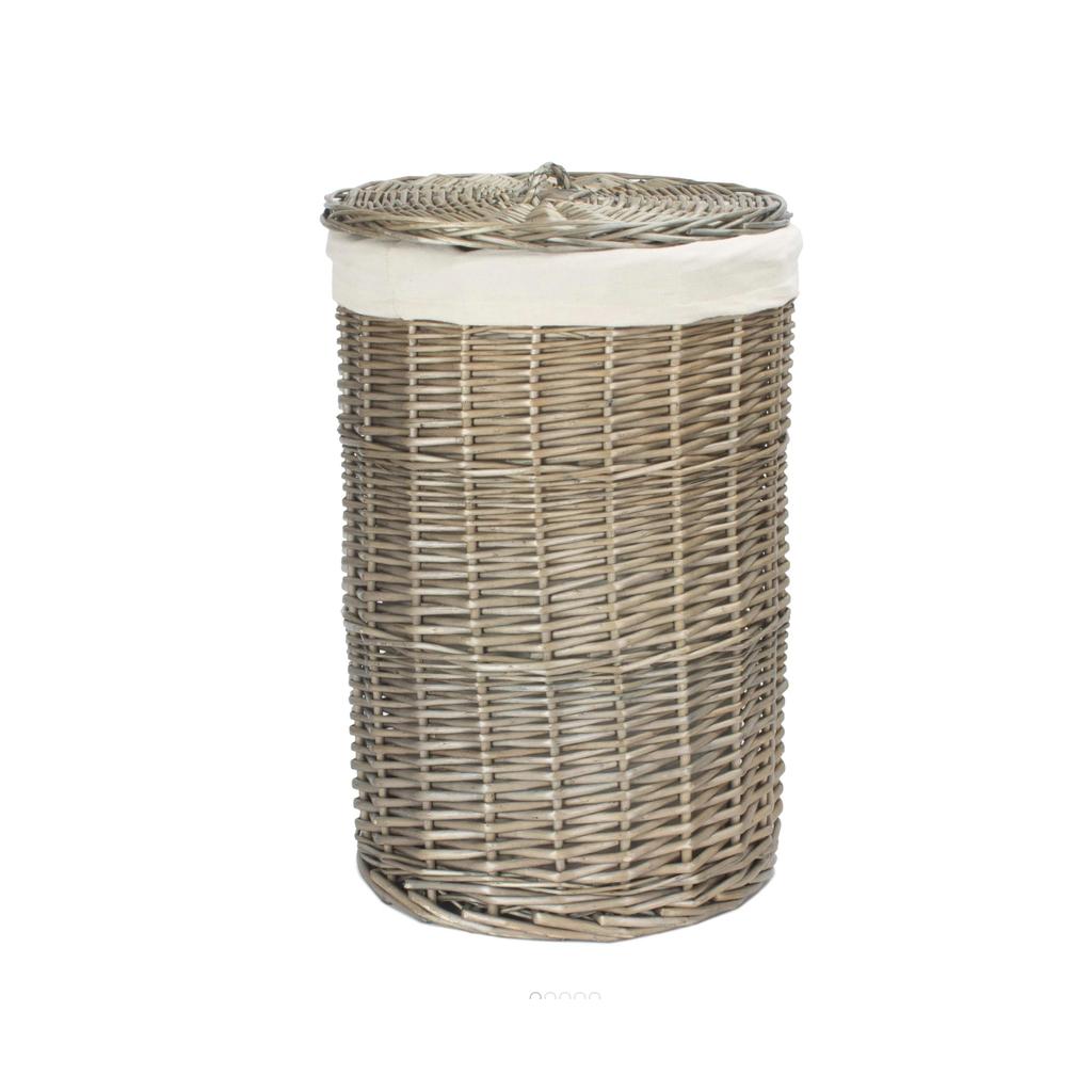 Skittentøyskurv | Rund m/hvitt innerfôr | Antique Wash | Liten-Willow Direct-Kvalitetstid AS