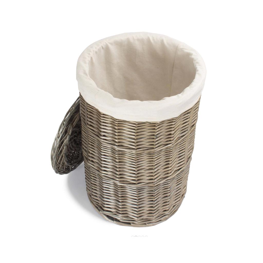 Skittentøyskurv | Rund m/hvitt innerfôr | Antique Wash | Liten-Willow Direct-Kvalitetstid AS