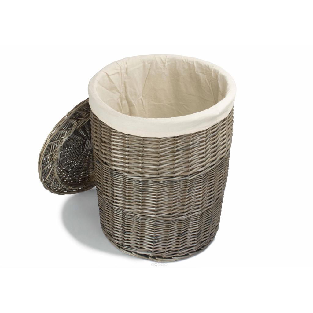 Skittentøyskurv | Rund m/hvitt innerfôr | Antique Wash | Stor-Willow Direct-Kvalitetstid AS