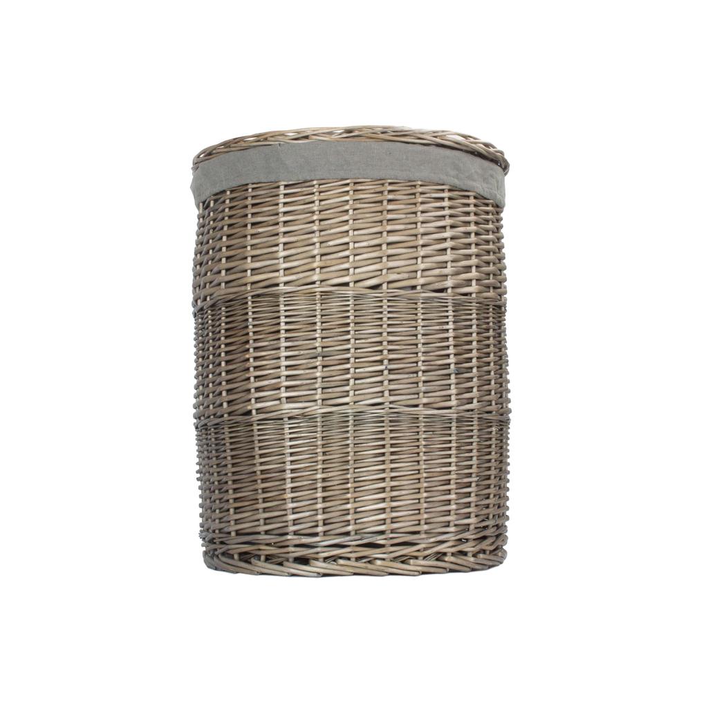 Skittentøyskurv | Rund m/grågrønt salvie innerfôr | Antique Wash | Stor-Willow Direct-Kvalitetstid AS