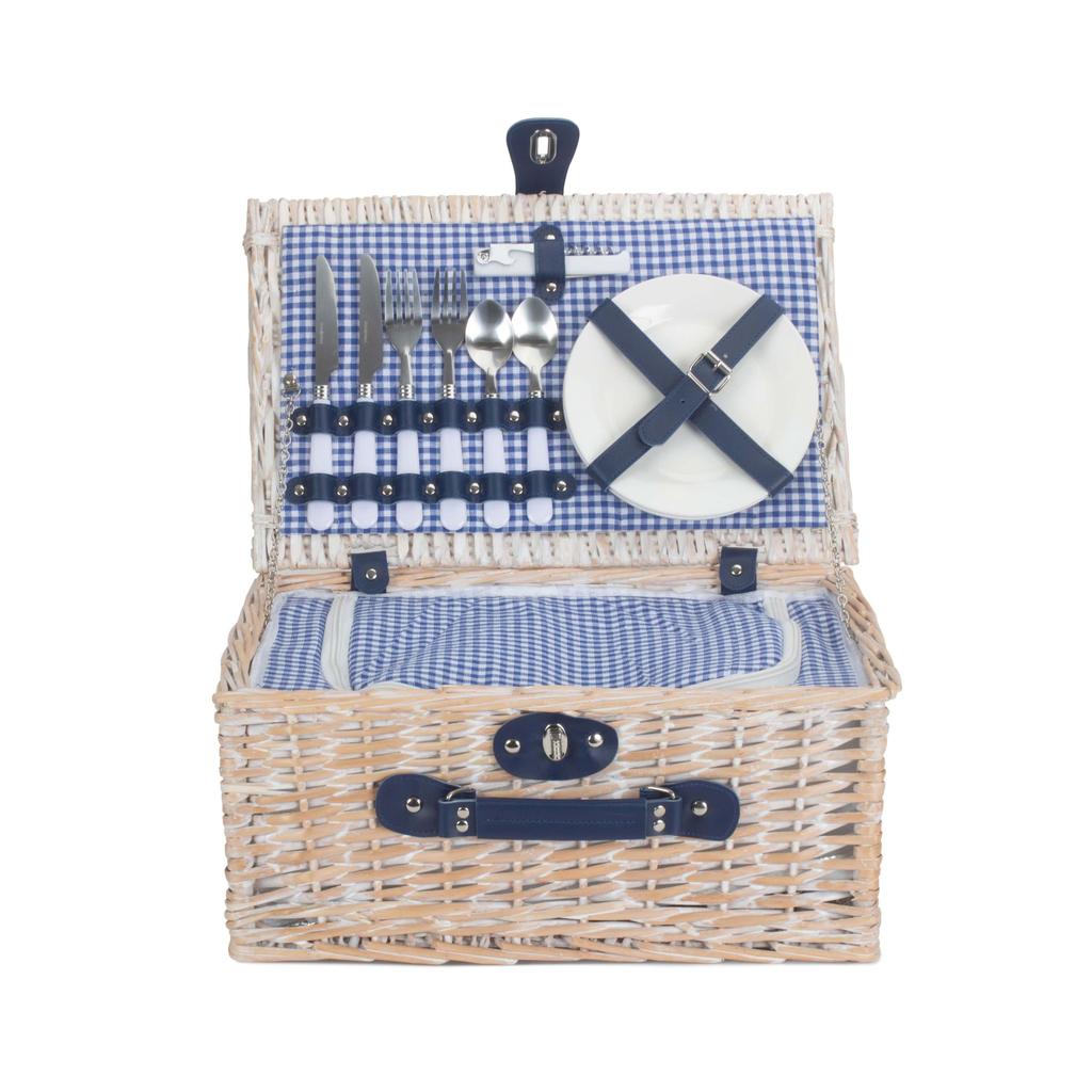 Picnic-kurv m/kjølebag| Blå & hvit-rutet | 2 personer-Willow Direct-Kvalitetstid AS