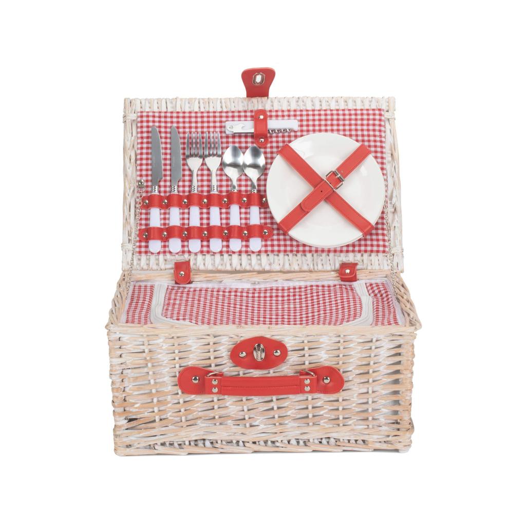 Picnic-kurv m/kjølebag| Rød & hvit-rutet | 2 personer-Willow Direct-Kvalitetstid AS