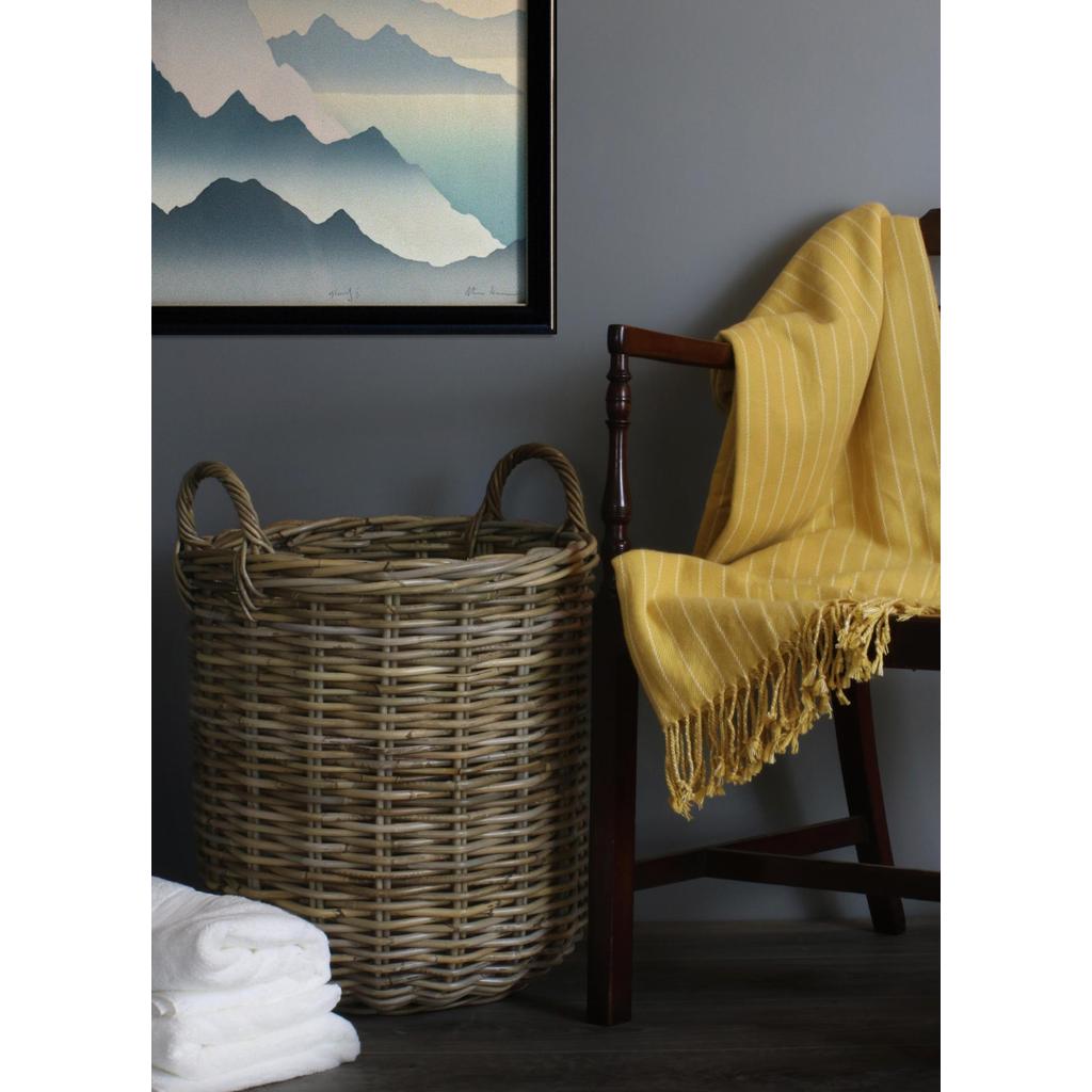 Vedkurv Kubu Grå Rotting Medium 48 cm Rund Willow Direct-Willow Direct-Kvalitetstid AS