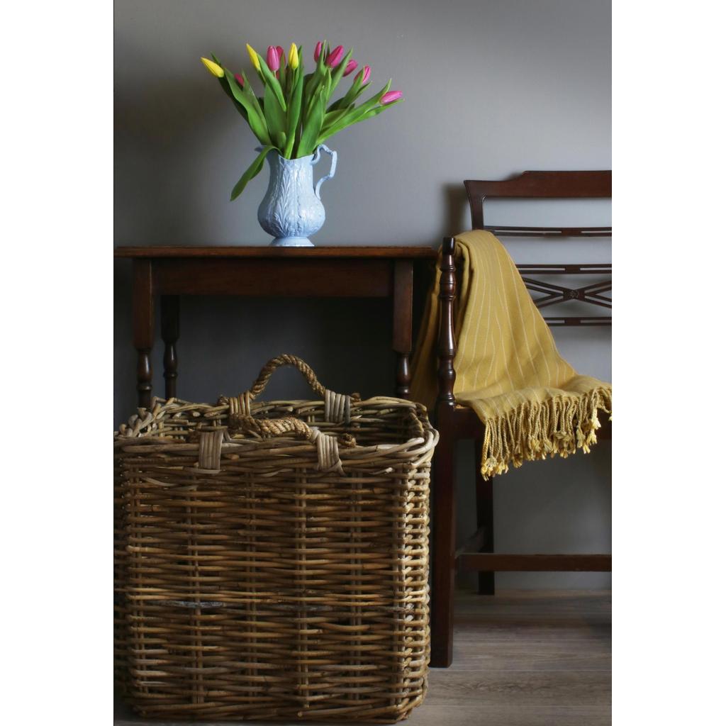 Vedkurv I Grå Rotting Stor 52x52x45 Cm Willow Direct-Willow Direct-Kvalitetstid AS