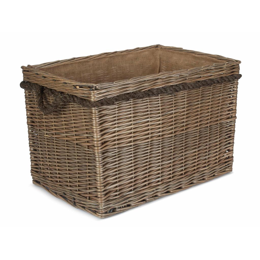 Vaskekurv I Pil Med Hvitt Fôr Og Lok 58x38x38 WillowDirect-Willow Direct-Kvalitetstid AS