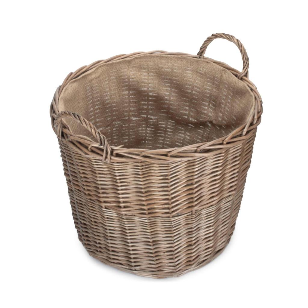Extra Large Chestnut Round Lined Log Basket-Willow Direct-Kvalitetstid AS