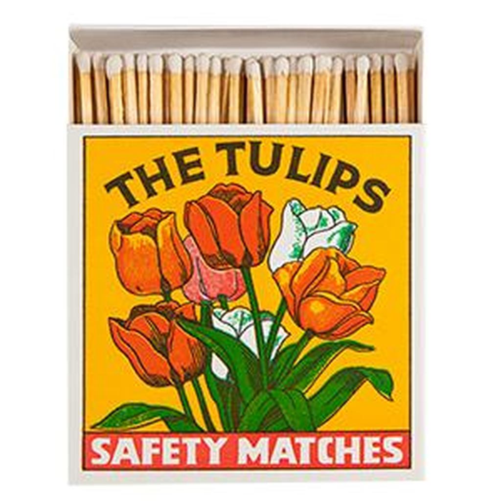 The Tulips Firkantet Fyrstikkeske Safety Matches Med 125 Fyrstikker Fargerike Tulipaner På Gul Bakgrunn-Archivist Gallery | Europe-Kvalitetstid AS