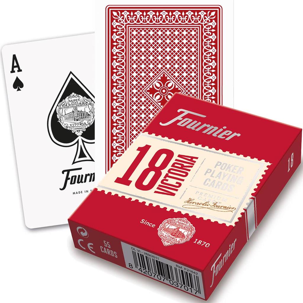 Fournier Victoria 18 Pokerkort Rød Jumbo Index Casino Kvalitet Plastbelegg For Profesjonelle Spillere-Kortstokker-Cardshouse-Kvalitetstid AS