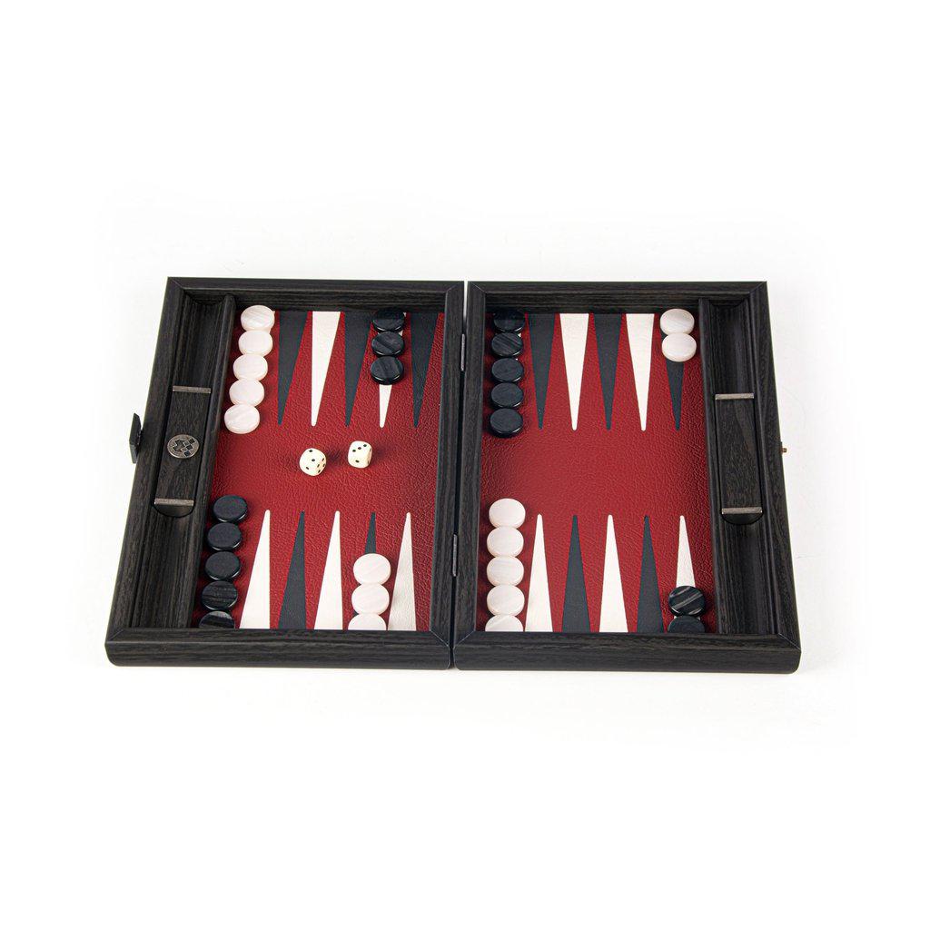 BURGUNDY RED Backgammon (Travel size)-Bordspill-Manopoulos-Small-Kvalitetstid AS