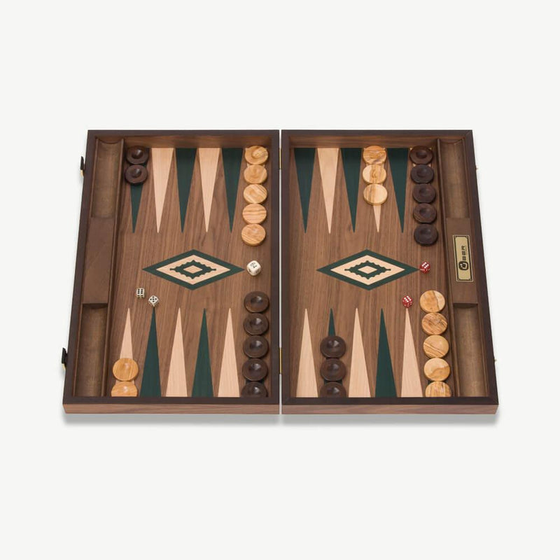 Backgammon i valnøtt (60x47 cm) - velg farge-Backgammon-Uber Games-Grønn-Kvalitetstid AS