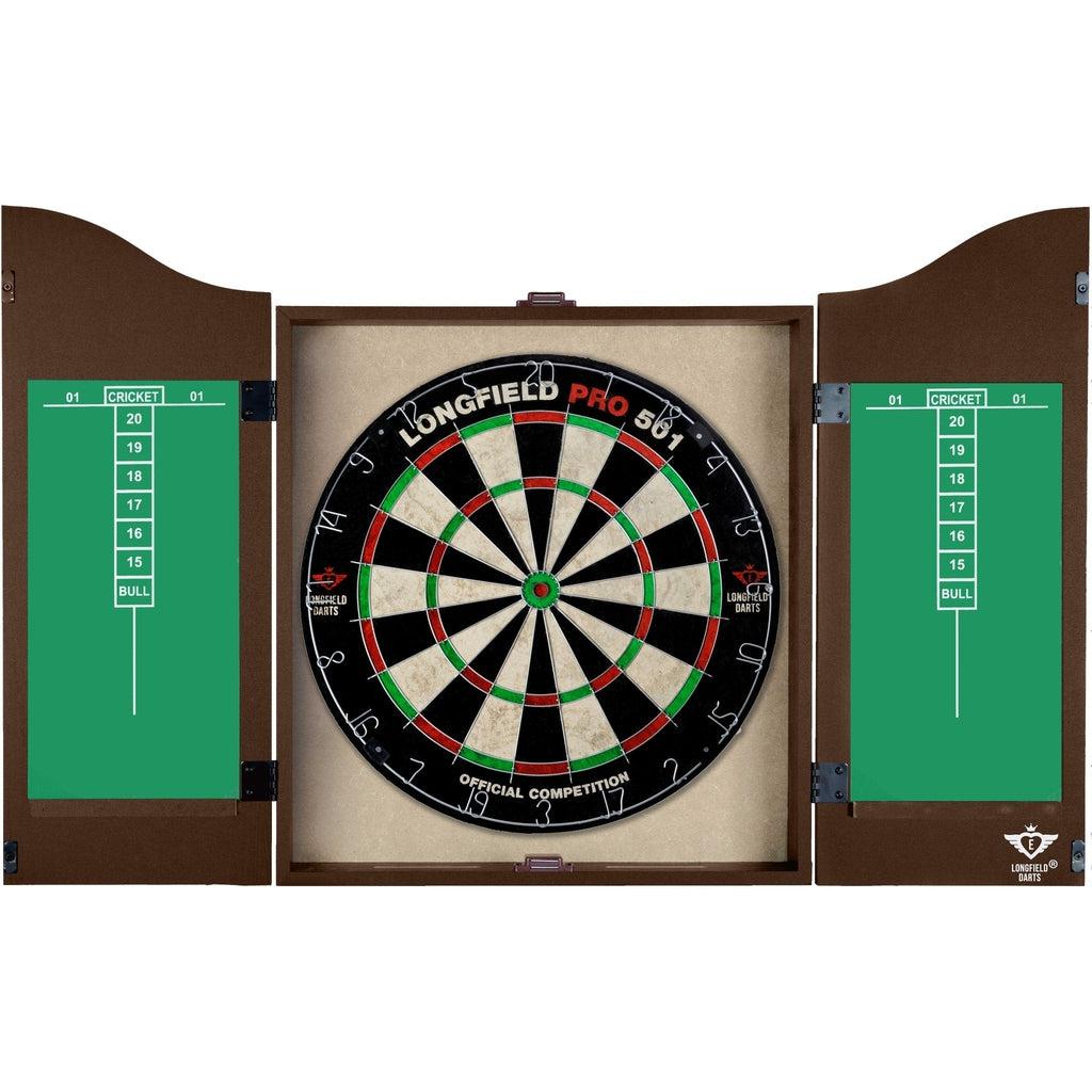 Dartskap i brunbeiset tre med sisal dartskive og dartpiler-Dart skap-Engelhart-Kvalitetstid AS