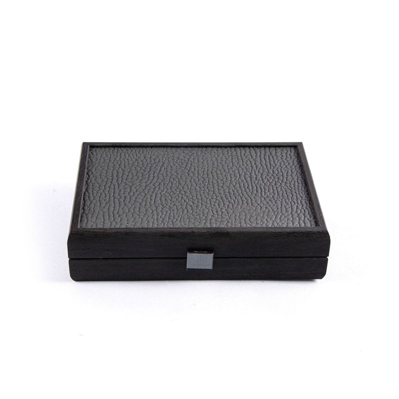 DOMINO SET in Dark Grey colour Leatherette wooden case-Dominoes-Manopoulos-Medium-Kvalitetstid AS