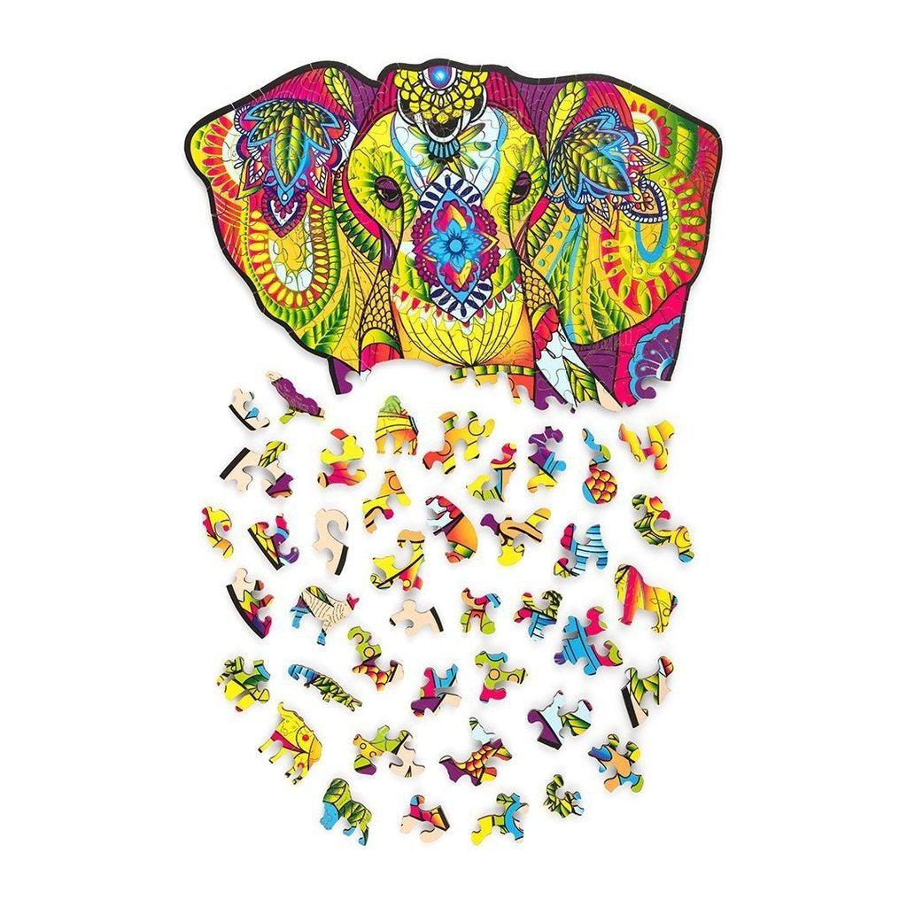 Splendid Elephant - wooden colorful puzzle by WoodTrick.