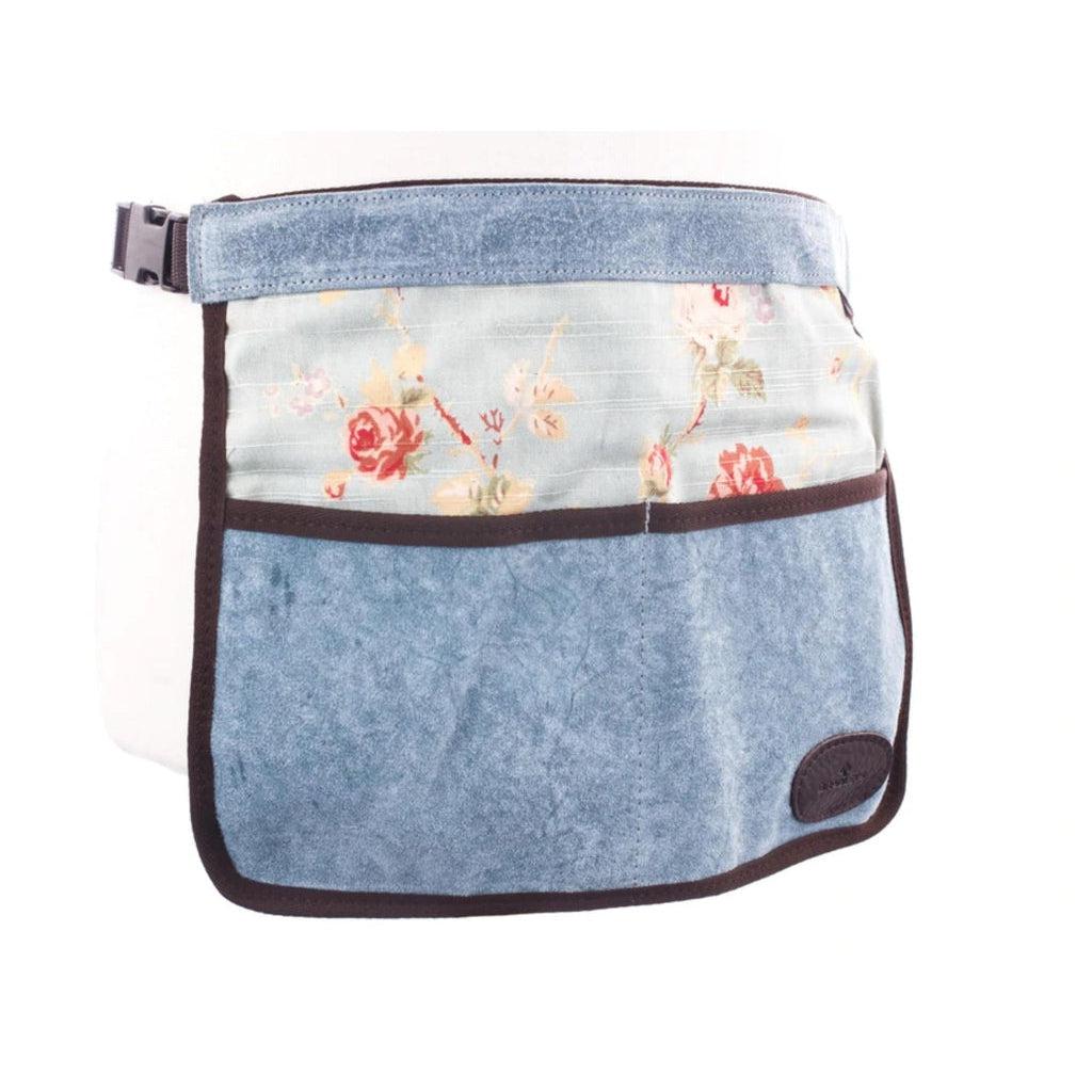 Forkle | arbeidsforkle - Kort - Semsket skinn - blomstermønster-Forklær-Bradleys The Tannery-Blå-Kvalitetstid AS