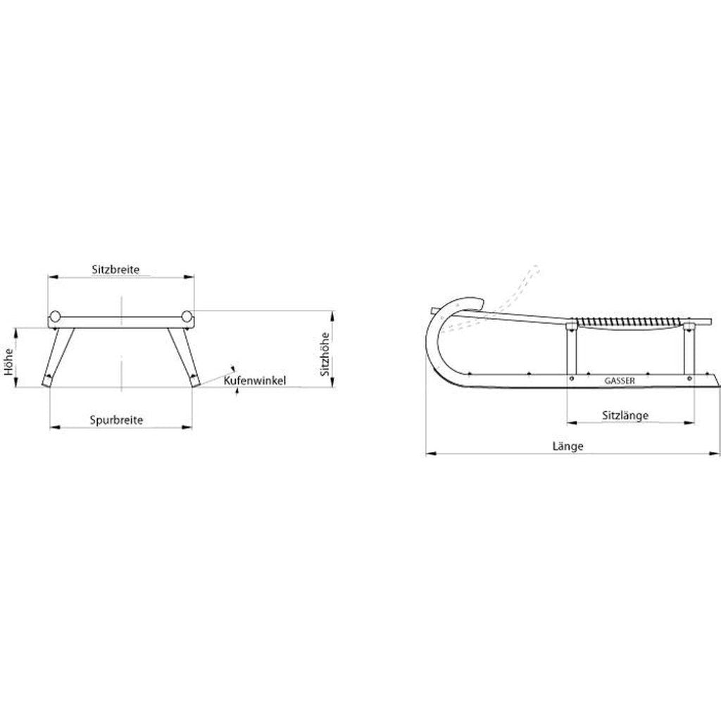 Kjelke i tre | Touring Sport Rodel | 1.5-seter - 117 cm-Gasser-Kvalitetstid AS