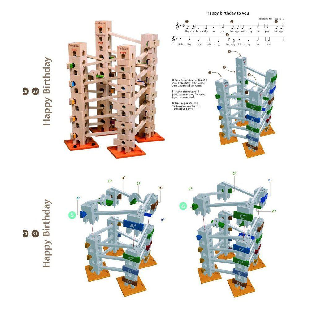 Musikalsk klinkekulebane Xyloba | Melodi: Happy Birthday-Byggesett-Xyloba-Kvalitetstid AS