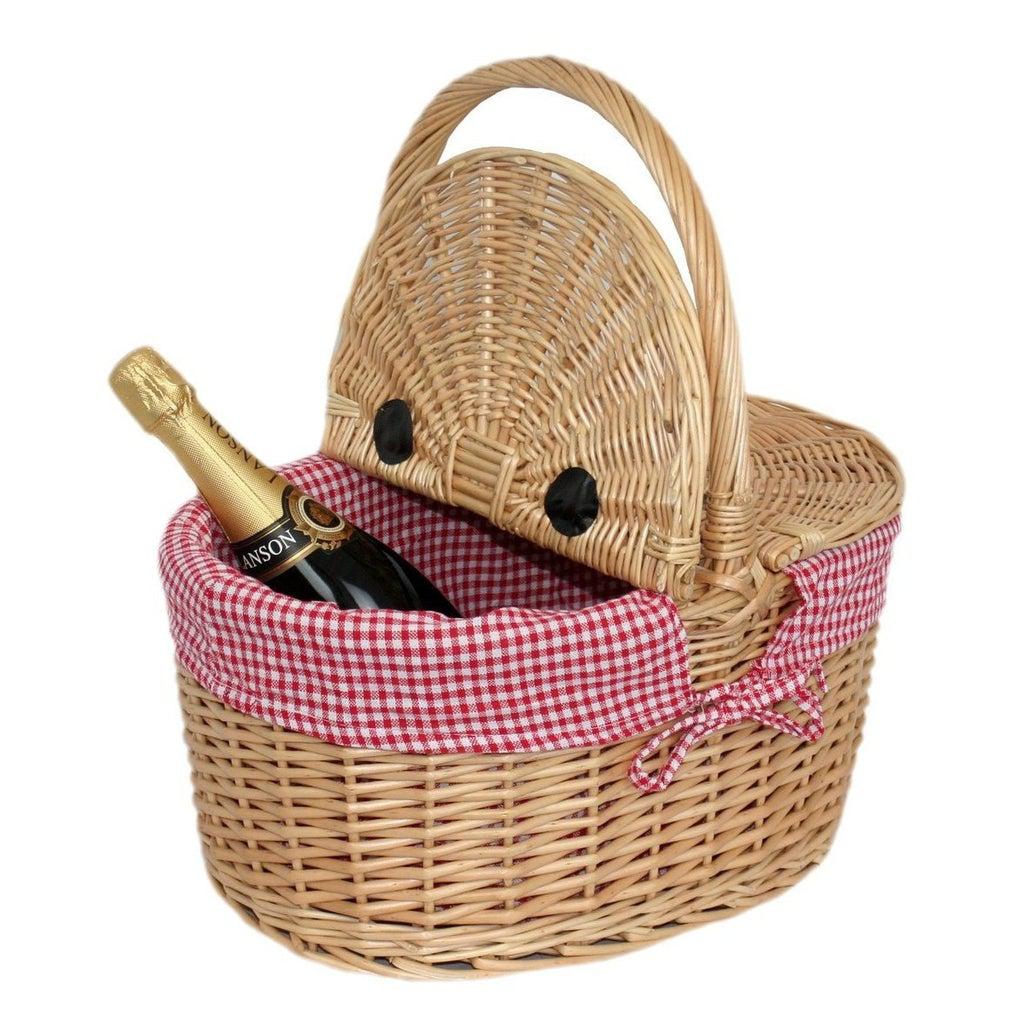 Oval kurv med lokk | rød og hvitrutet fôr-Piknikkurver-Willow Direct-Kvalitetstid AS