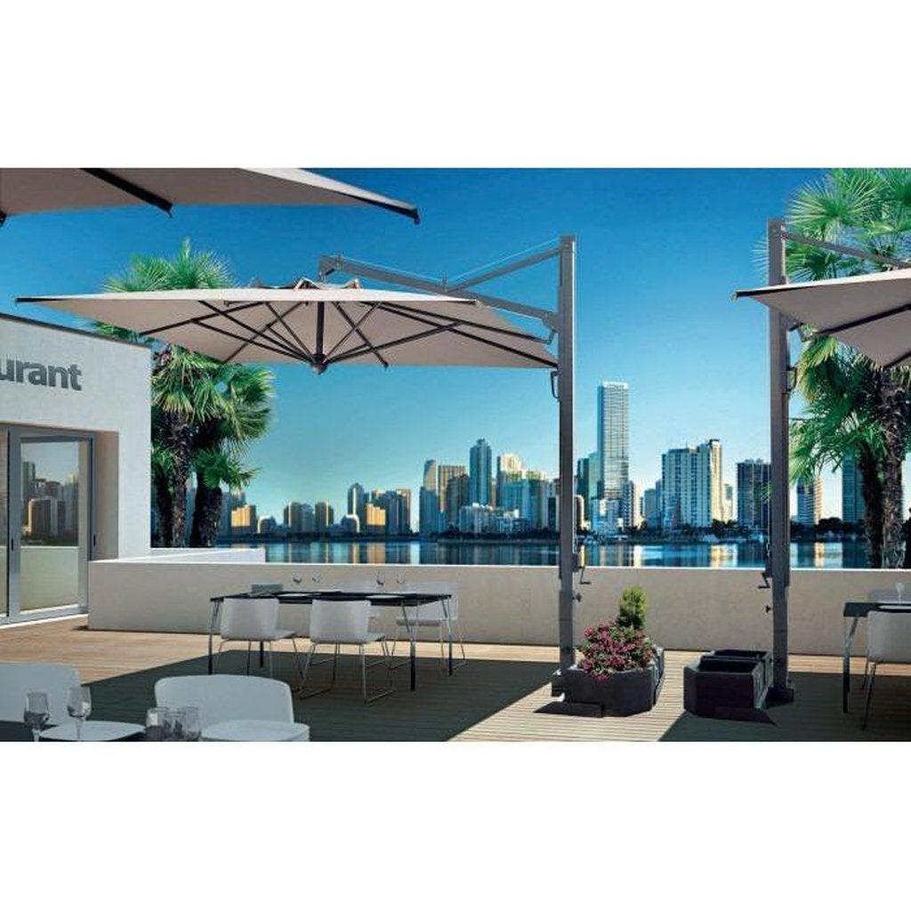 Parasoll Galileo Dark | m/sidearm-Sidestilte parasoller-Scolaro-3x3-Natur-Med volanger-Kvalitetstid AS