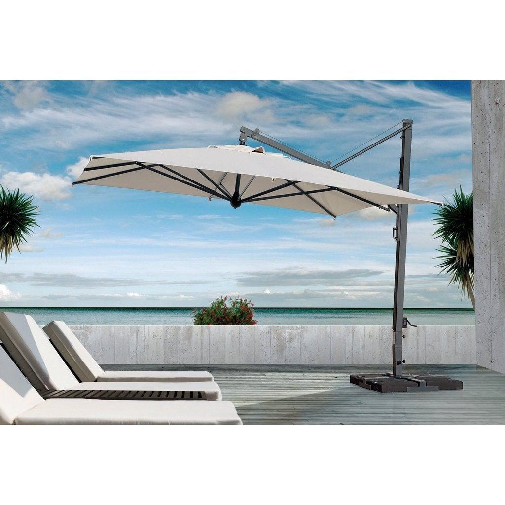 Parasoll Galileo Maxi 4x4 meter | m/sidearm | Dark / White-Sidestilte parasoller-Scolaro-Dark-Natur-Med volanger-Kvalitetstid AS