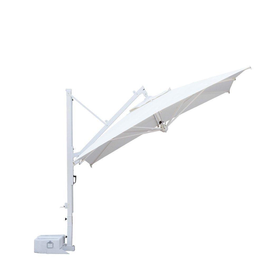 Parasoll Galileo White | m/sidearm-Sidestilte parasoller-Scolaro-3x3-Natur-Med volanger-Kvalitetstid AS