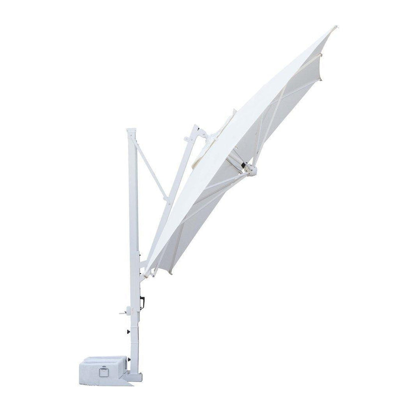 Parasoll Galileo White | m/sidearm-Sidestilte parasoller-Scolaro-3x3-Natur-Med volanger-Kvalitetstid AS