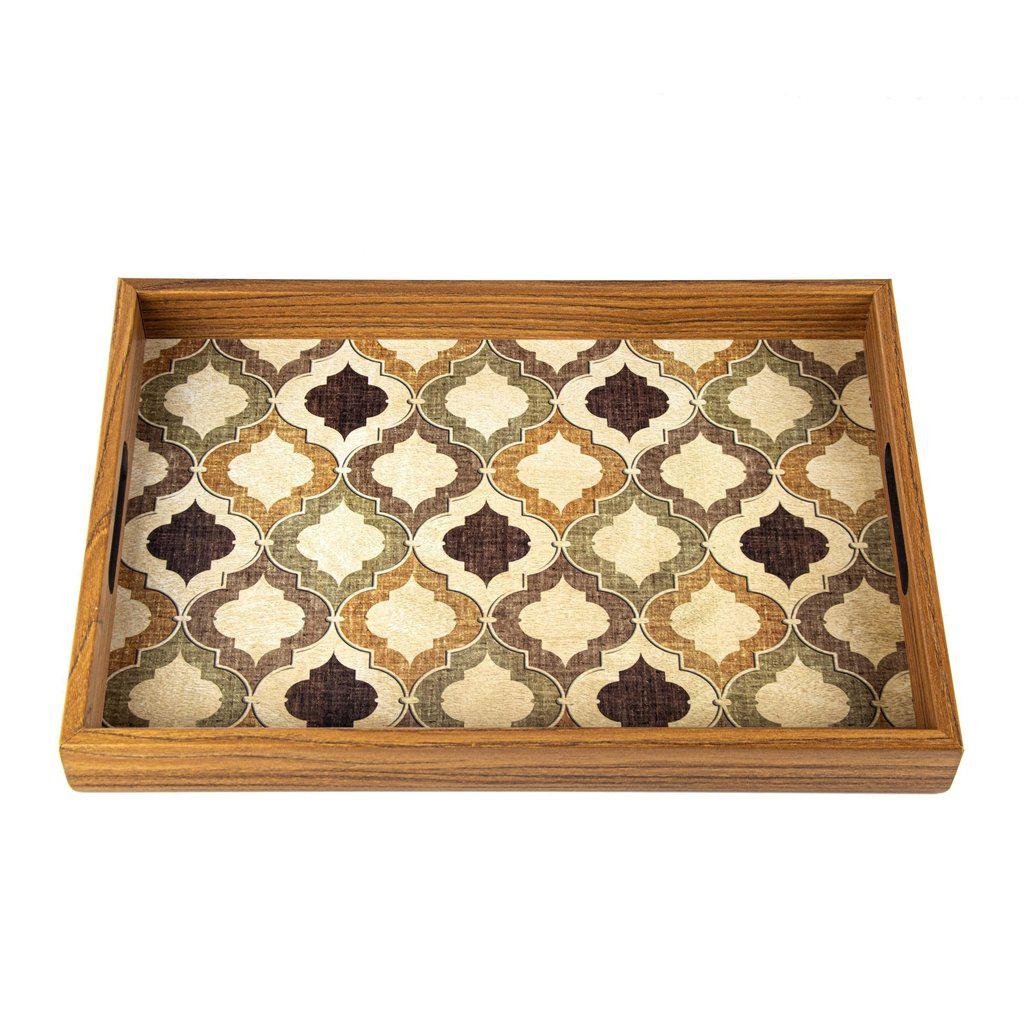 Serveringsbrett i tre med trykt motiv - MOROCCAN STYLE-Decorative Objects-Manopoulos-Large-Kvalitetstid AS