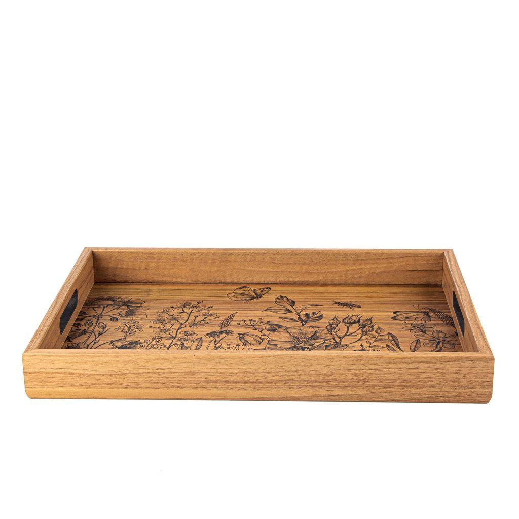 Serveringsbrett i tre med trykt motiv - BUTTERFLIES-Decorative Objects-Manopoulos-Large-Kvalitetstid AS
