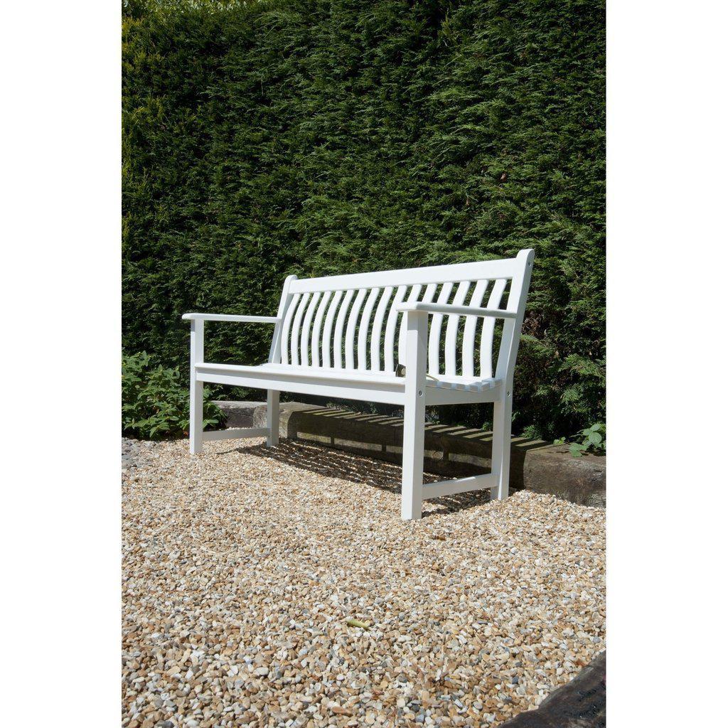 Utebenk hvitmalt Broadfield | 1,5 m-Utemøbler-Alexander Rose-Kvalitetstid AS