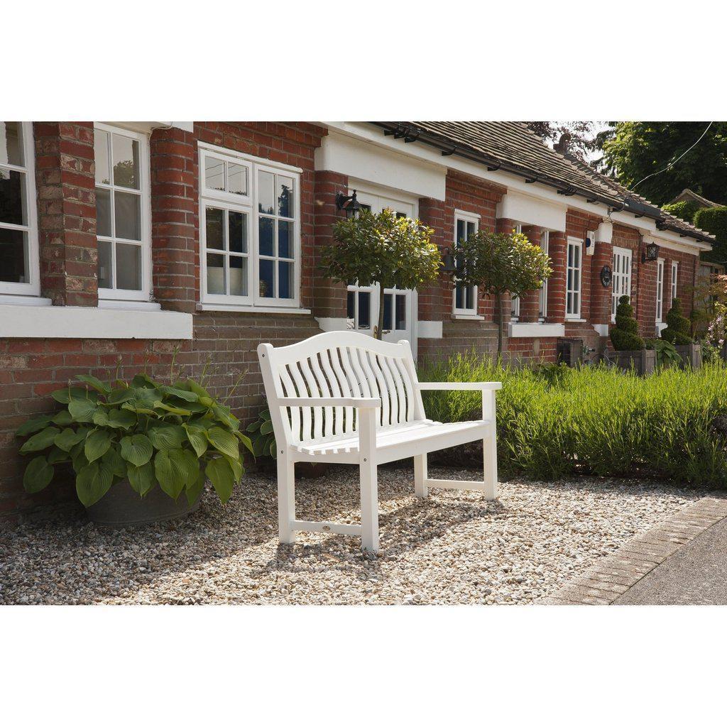 Utebenk hvitmalt Turnberry | 1,5 m-Utemøbler-Alexander Rose-Kvalitetstid AS