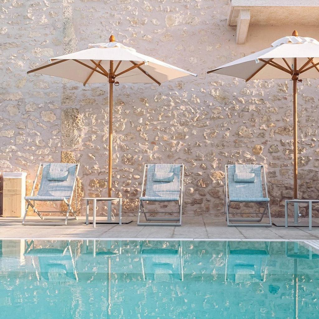 Parasoll Palladio rund | Midtstilt stang i tre-Parasoller-Scolaro-Ø2.5-Natur-Kvalitetstid AS