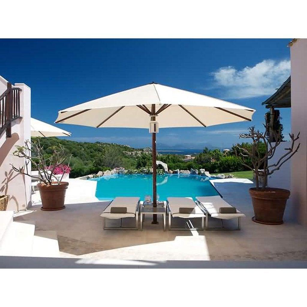 Parasoll | Rund | Forsterket - "Strong Wind" | Midtstilt mast-Parasoll-Uhlmann-Ø9-Hvit-Uten volanger-Kvalitetstid AS