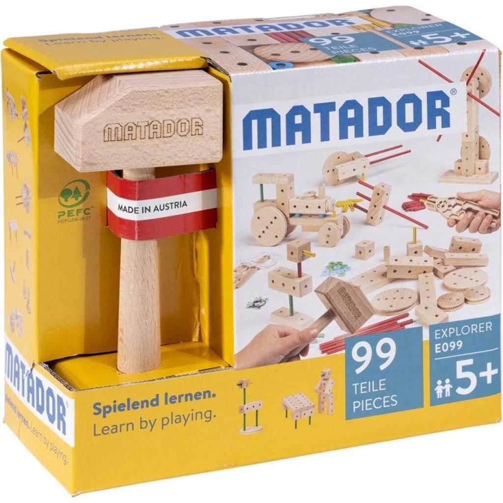 Explorer E099 Byggesett I Tre Fra Matador For Barn 5 År Og Oppover 99 Deler Med Hammer Og Tang Malbok Med 35 Byggidéer-Matador-Kvalitetstid AS