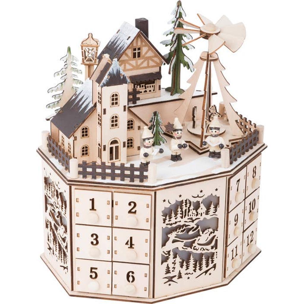 Adventskalender Tre Lysende Hus Elektrisk Pyramide Small Foot-small foot-Kvalitetstid AS