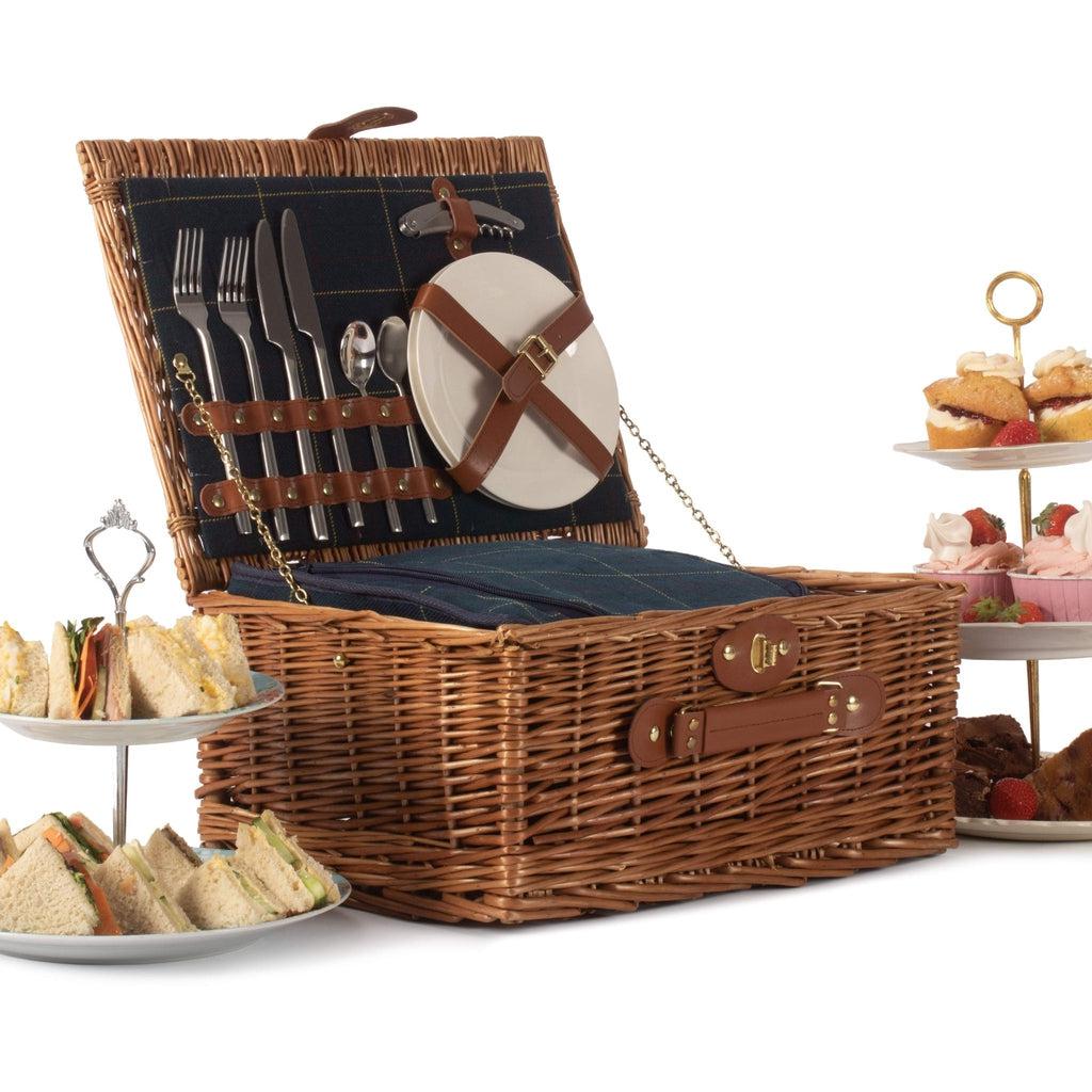 Picnic-kurv m/kjølebag | Blå Tweed | 2 personer-Piknikkurver-Willow Direct-Kvalitetstid AS