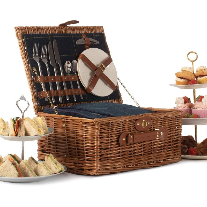 Picnic-kurv m/kjølebag | Blå Tweed | 2 personer-Piknikkurver-Willow Direct-Kvalitetstid AS