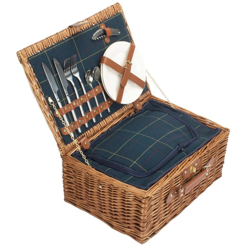 Picnic-kurv m/kjølebag | Blå Tweed | 2 personer-Piknikkurver-Willow Direct-Kvalitetstid AS