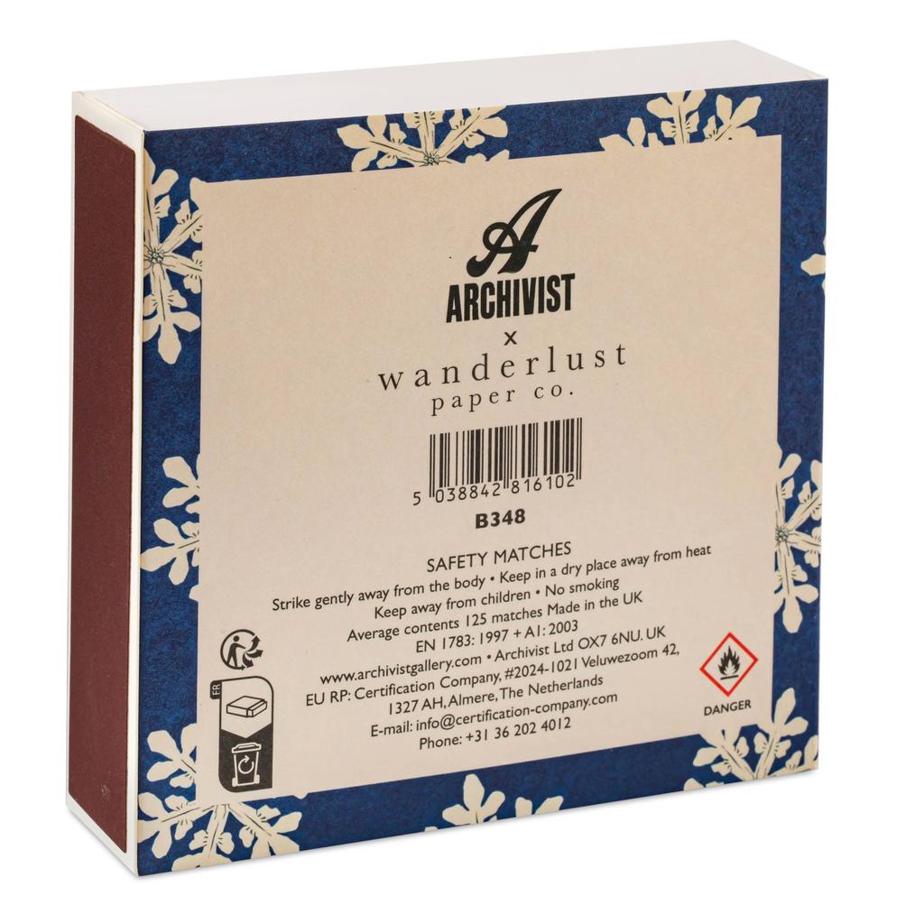 Winter Joy Firkantet Fyrstikkeske Med Sikkerhetsfyrstikker Dyp Blå Bakgrunn Og Gull Tekst Til Jul-Archivist Gallery | Europe-Kvalitetstid AS