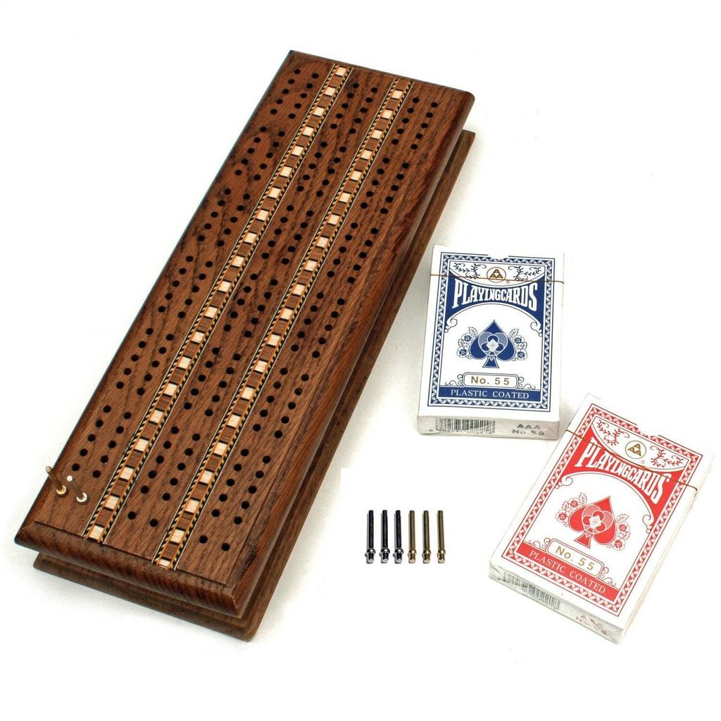 Cribbage i massiv eik – eksklusivt 3-spors sett | WE Games | Wood Expressions
