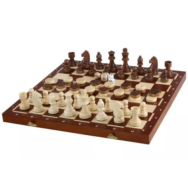 Kombinasjonsspill | Sjakk, Dam & Backgammon-Kombinasjonsspill-Sunrise Chess-Kvalitetstid AS