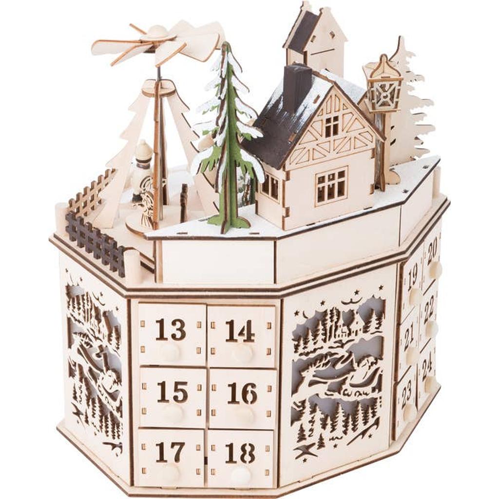 Adventskalender Tre Lysende Hus Elektrisk Pyramide Small Foot-small foot-Kvalitetstid AS