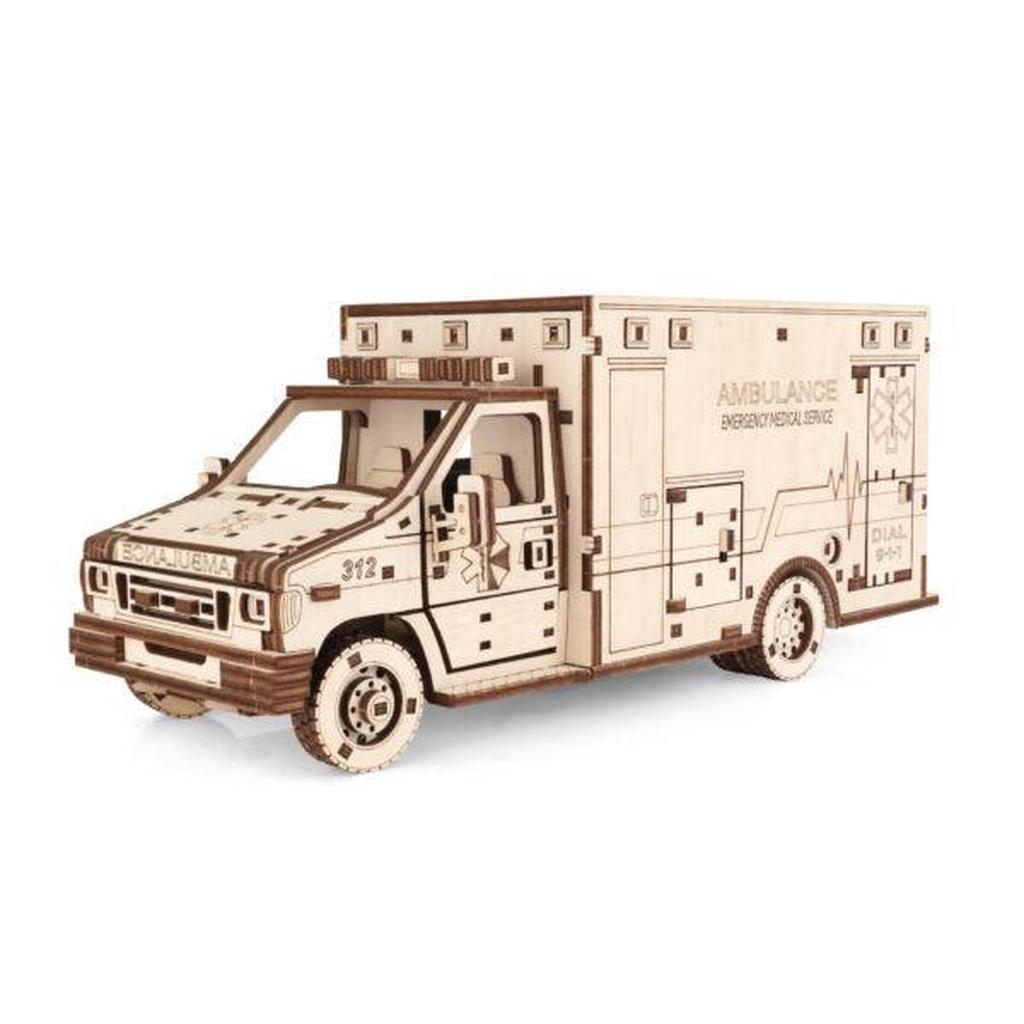 Ambulansemodell i Tre Med Bevegelige Deler Eco-Wood-Art-Eco-Wood-Art-Kvalitetstid AS