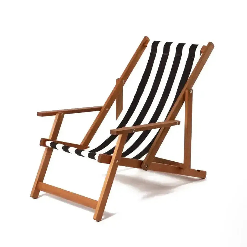 Fluktstol m/armlener | Akryl | Bredstripet-Armlenefluktstoler-Southsea Deckchairs-ACBLKWHT-Kvalitetstid AS