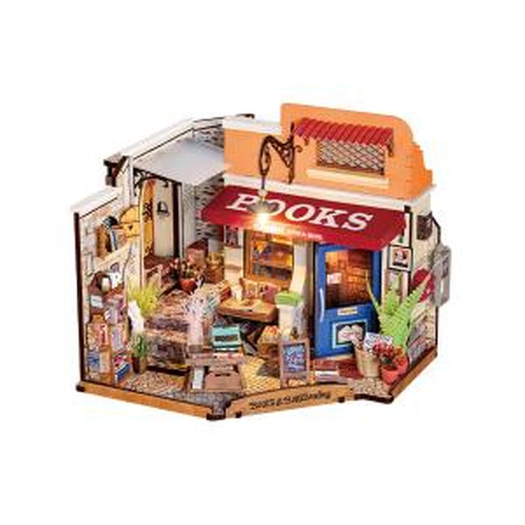 Corner Bookstore Miniatyr Bokhandel Modellsett 108 Deler Robotime Perfekt For Hobbyentusiaster 14 år Og Eldre-Robotime-Kvalitetstid AS