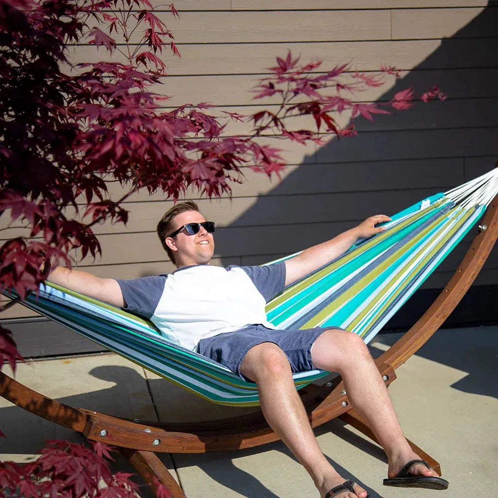 Hengekøye | Bomull | Komplett med stativ i tre-Hengekøyer-Vivere-Cayo Reef-Kvalitetstid AS