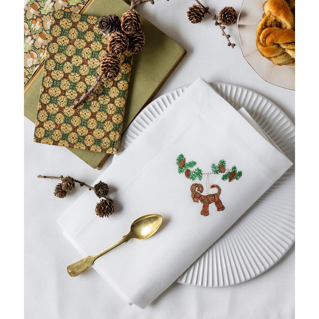 Broderte Servietter I Ekte Flaggduk 6 Stk Jul Langkilde Søn-Langkilde & Søn-Kvalitetstid AS